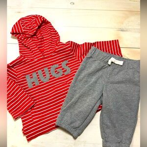 ⭐️3 Month Carters Infant Baby Boy Hugs Outfit Set Red & Gray ⭐️